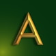 a gold star with a green background