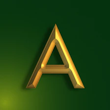 a gold star with a green background