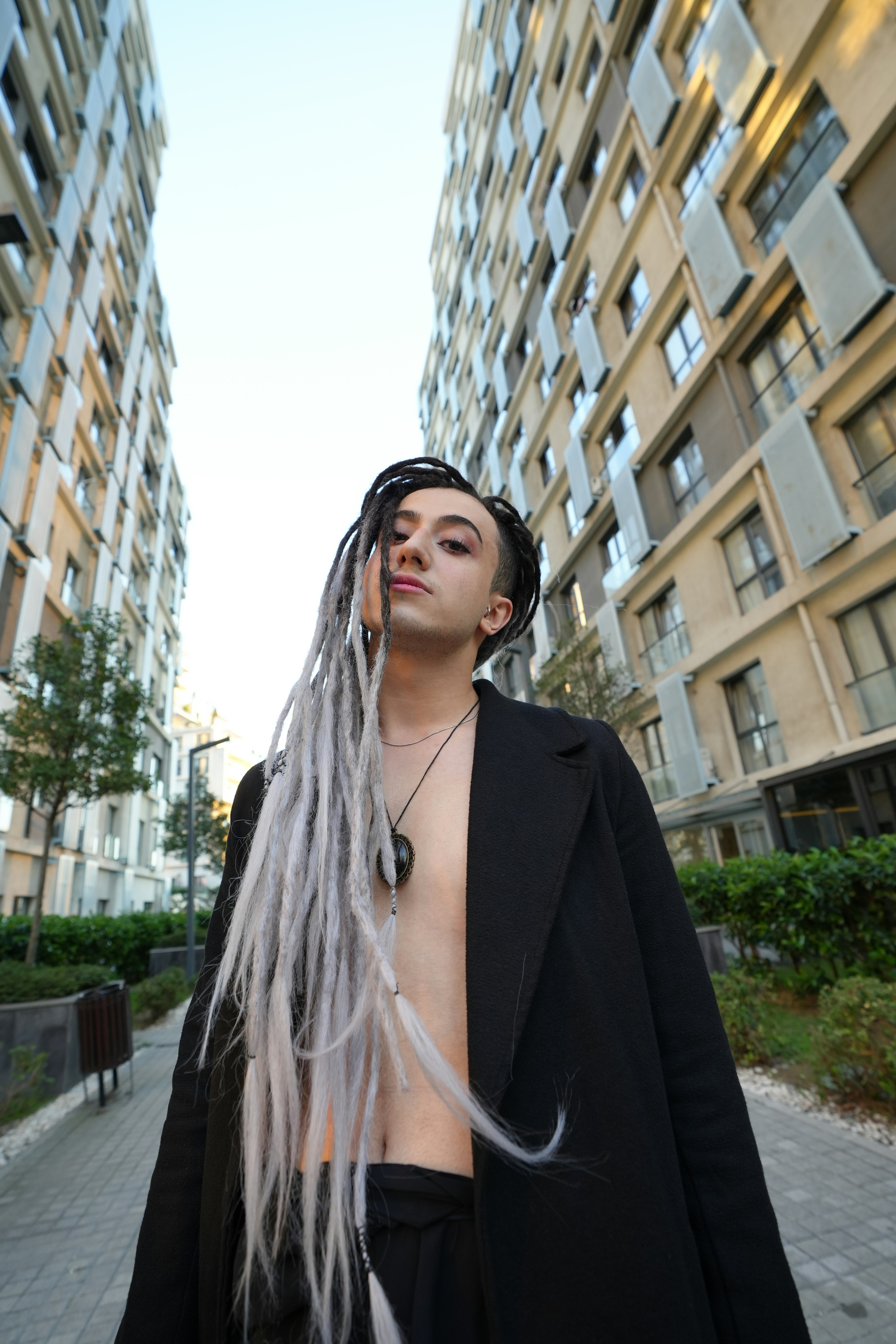 a person in a black dress