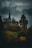 A gothic-style building with ornate spires and an elaborate clock tower surrounded by dense foliage. The sky is overcast with dark, dramatic clouds, and the trees display autumn colors in shades of green, yellow, and brown.