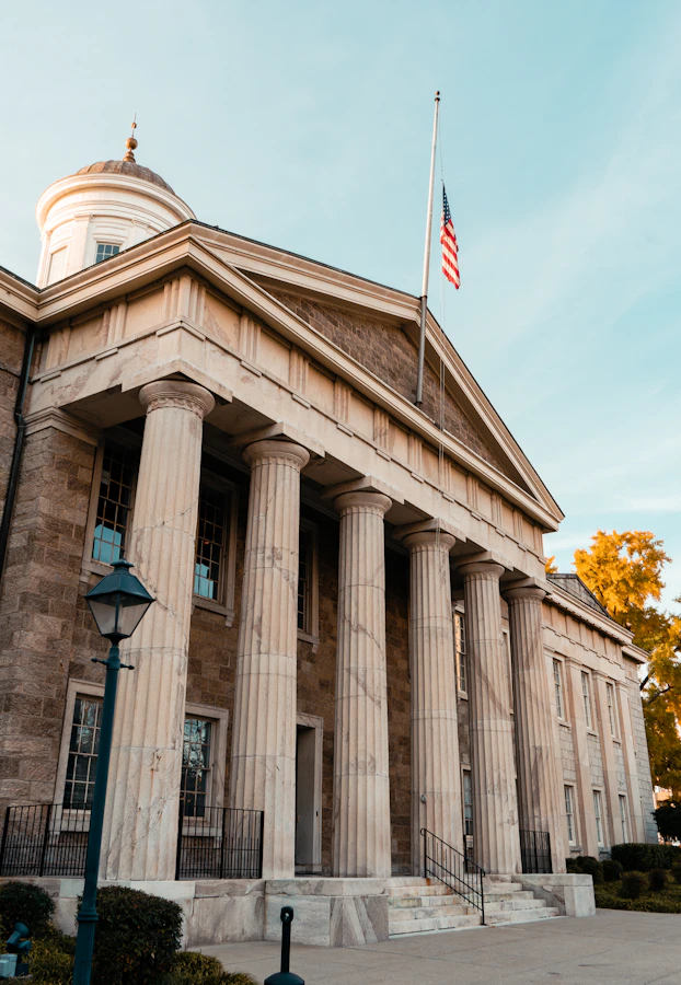 Federal government building with American flag