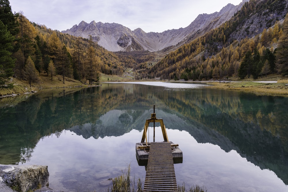 a small tower on a lake