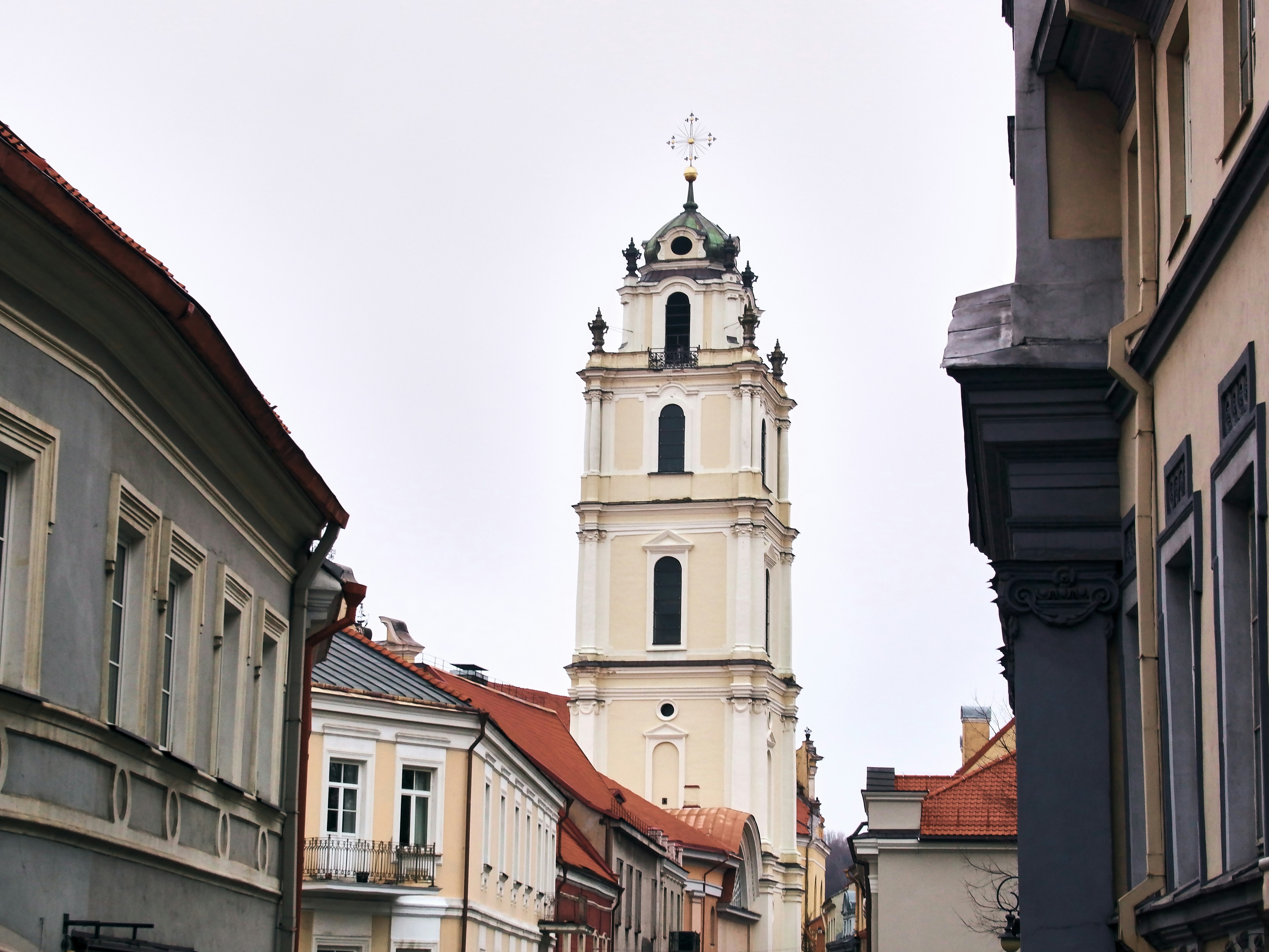 a white building with a tower