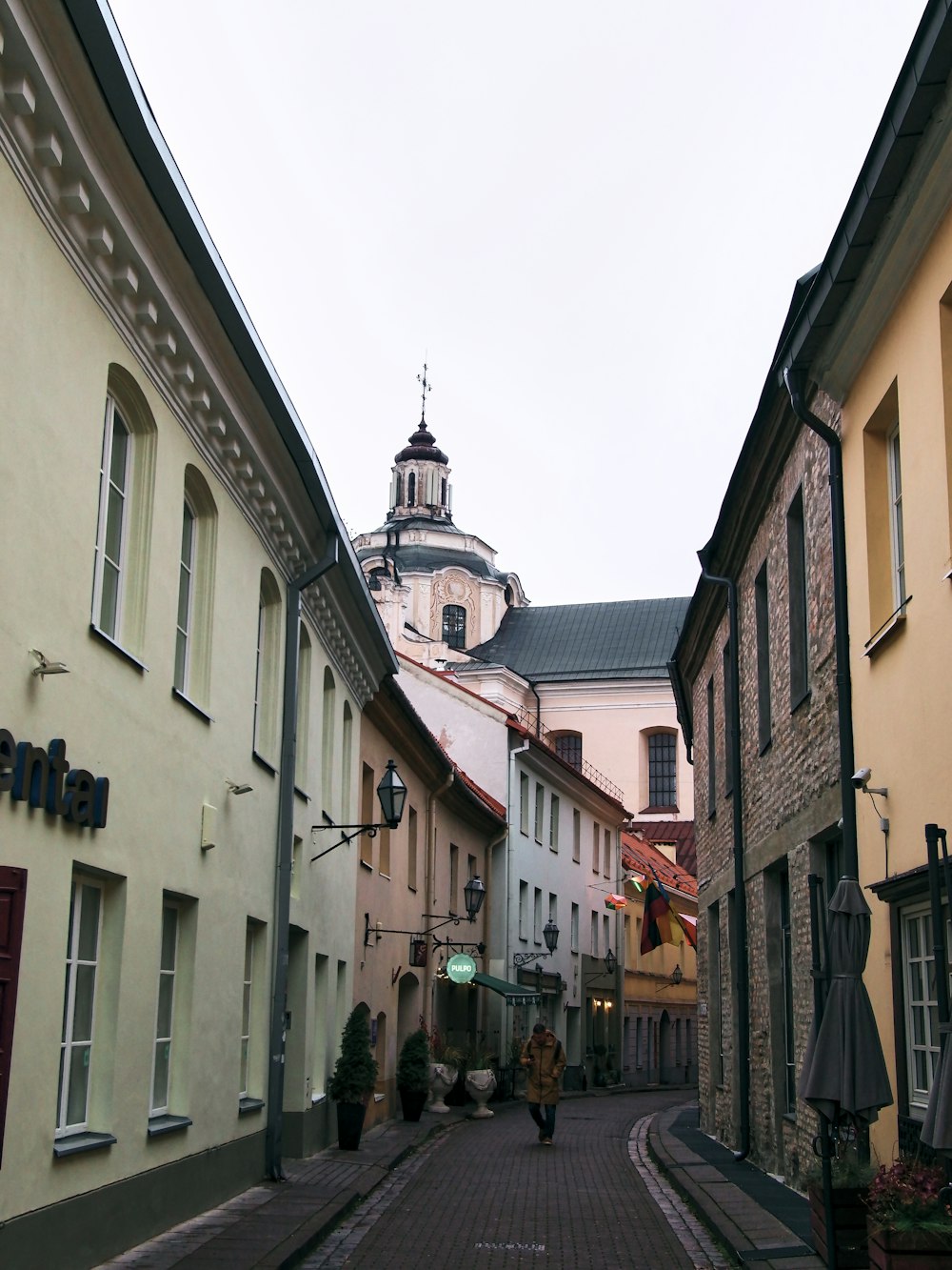 a person walking down a street