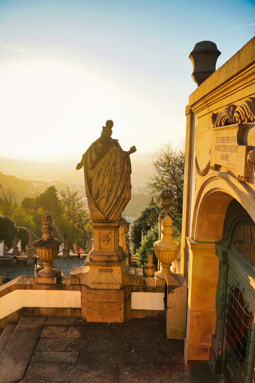 a group of statues outside