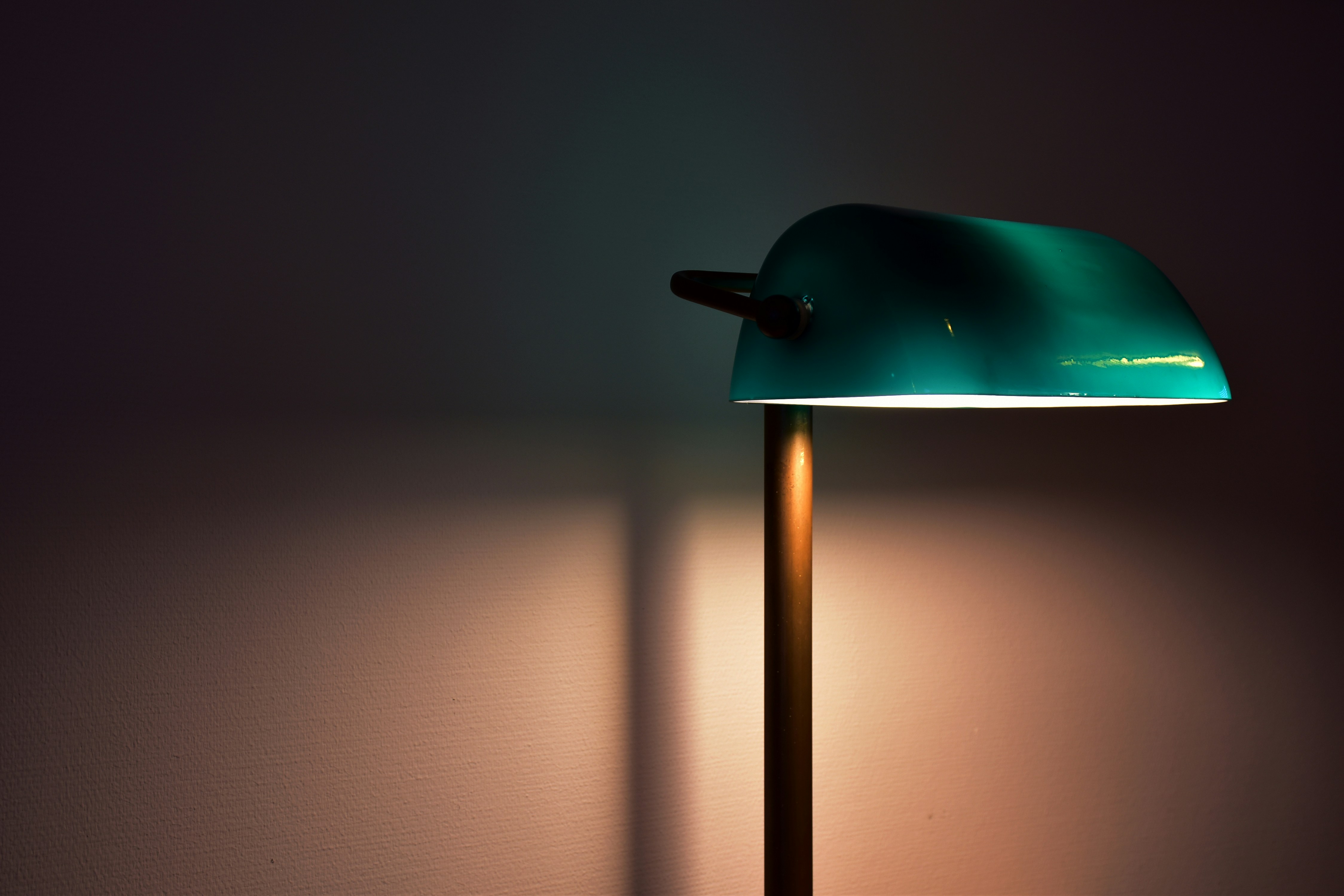 a green lamp shade