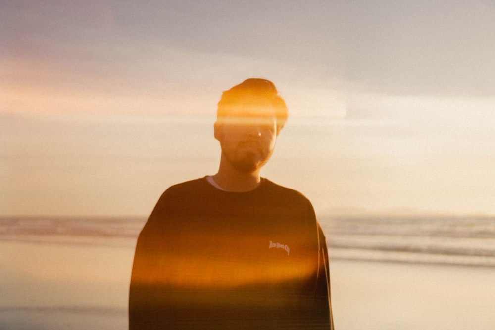 a person standing on a beach