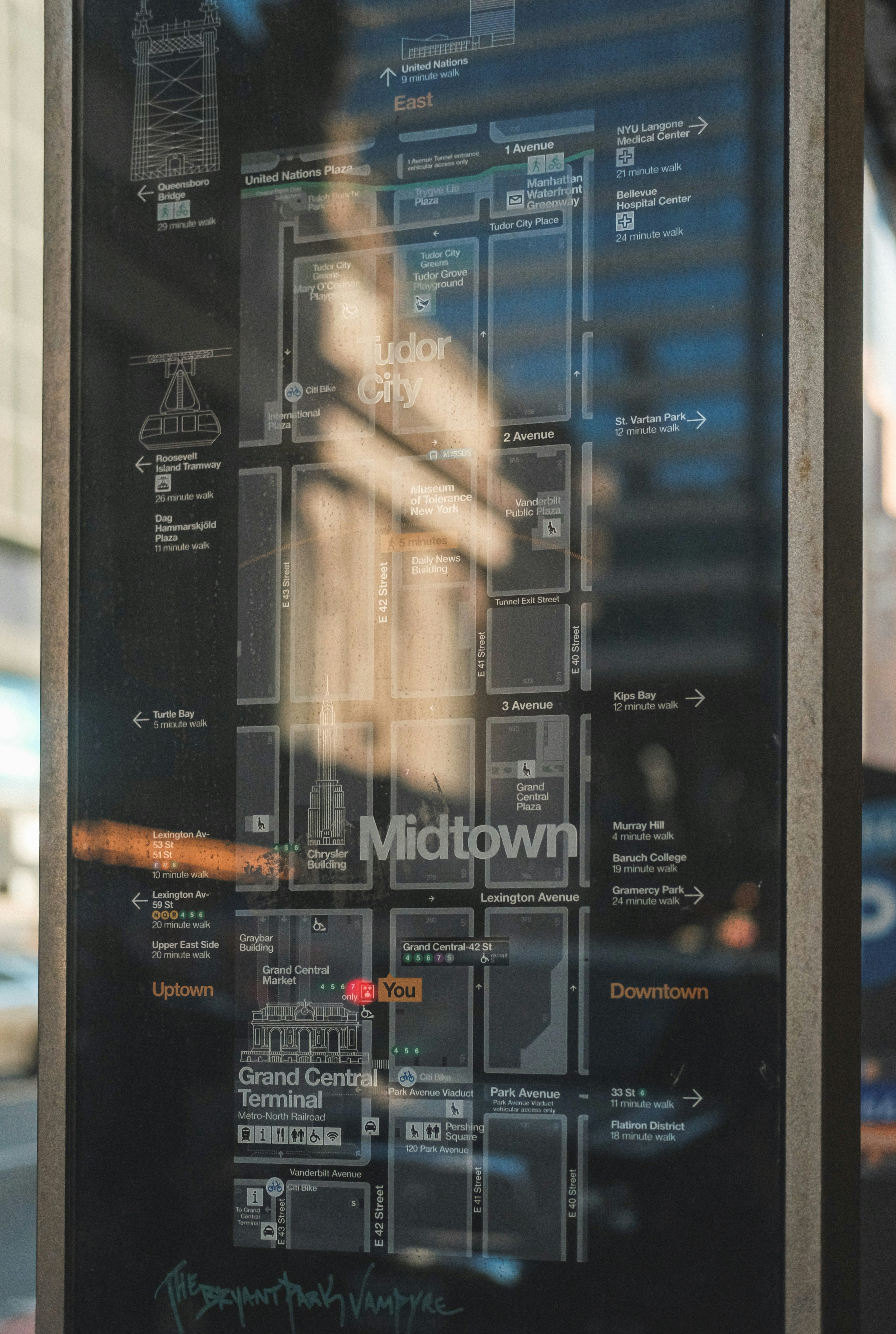 A map near Grand Central Terminal, in New York City.