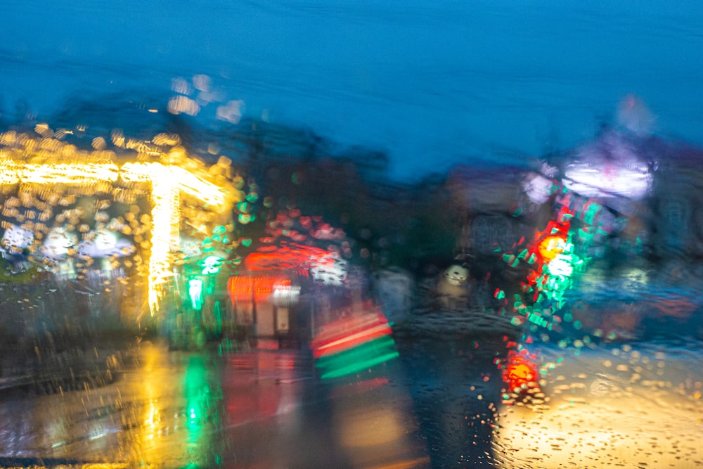 a city street at night