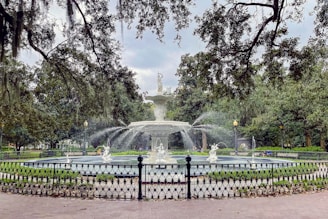 a fountain with water in it