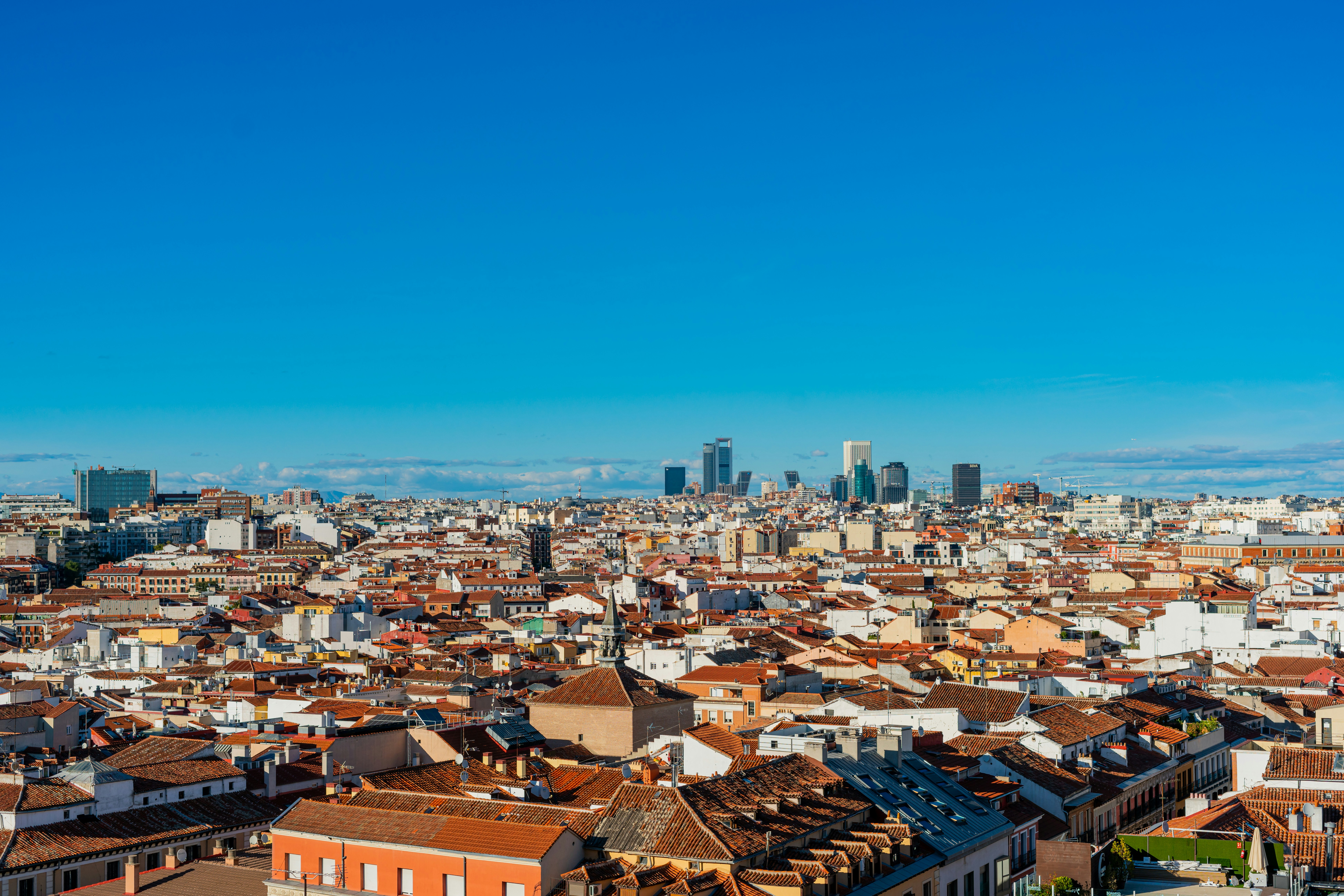 a city with many buildings, 