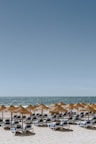 a beach is filled with umbrellas
