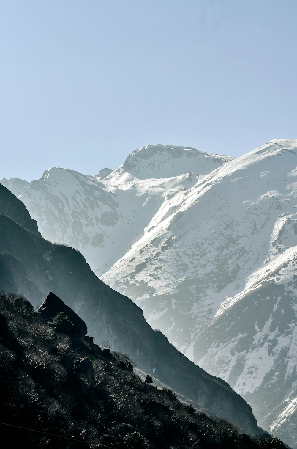 a mountain with snow