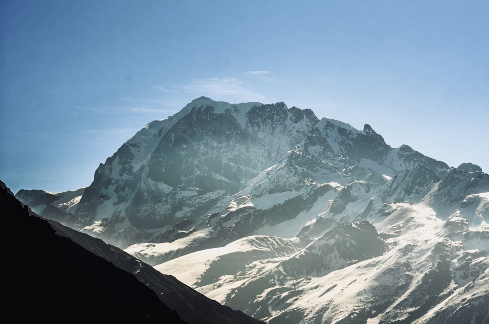 a mountain with snow