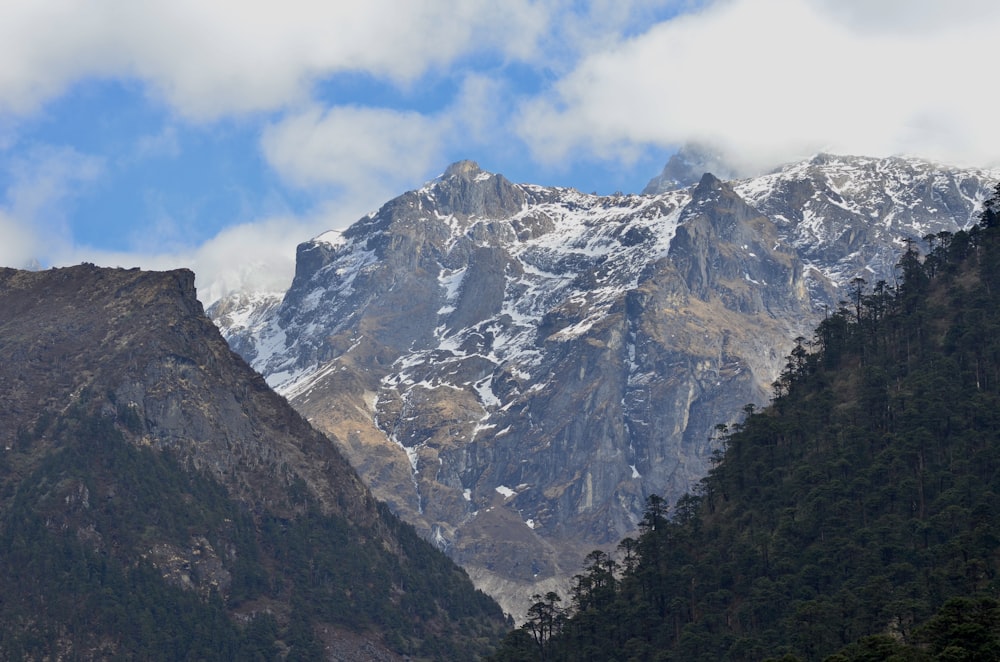 a mountain range with snow