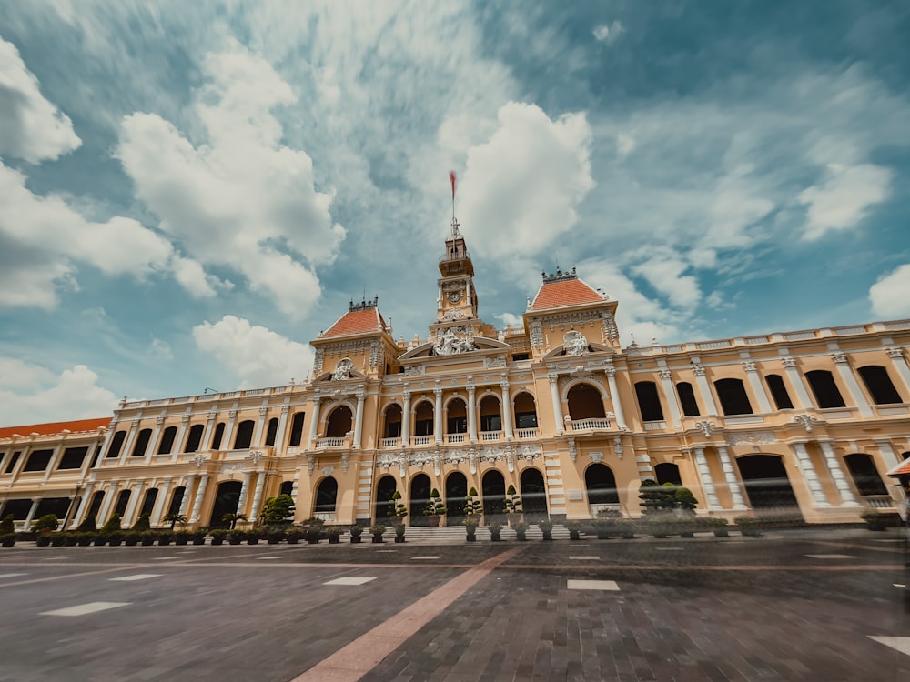 a large building with a tower