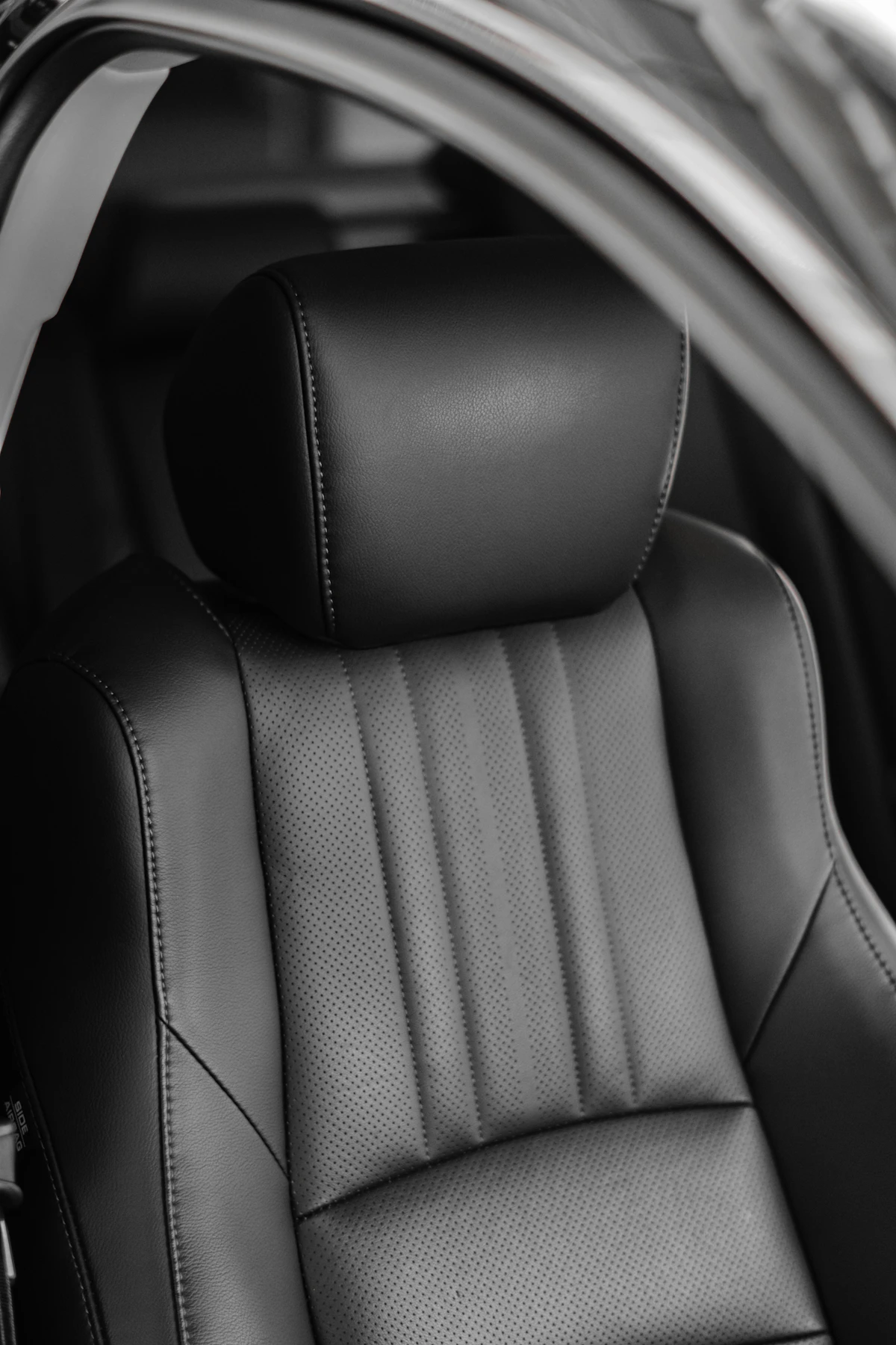 Restored classic car with custom upholstered leather interior