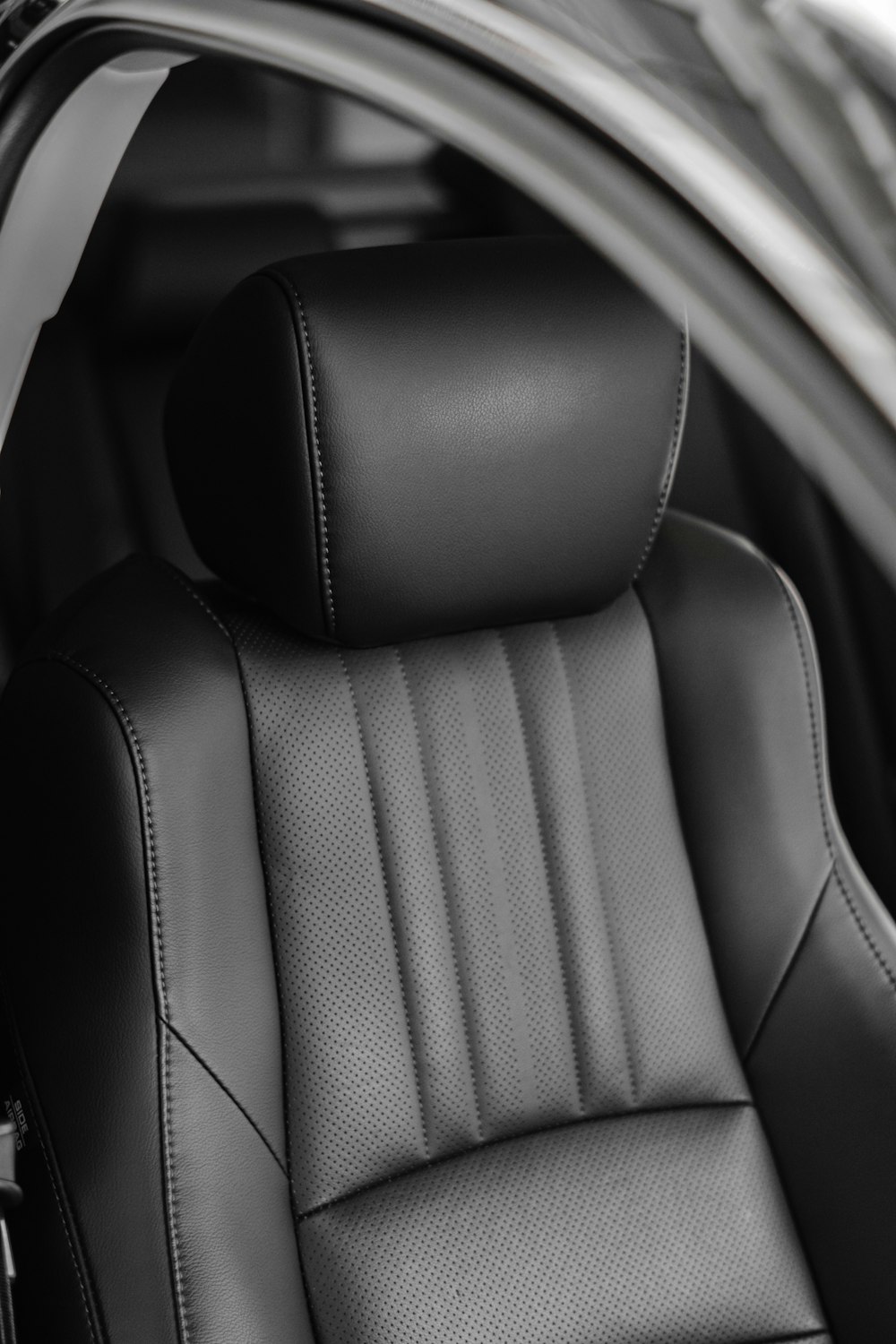 a black leather seat