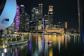 a city skyline at night