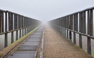 a long bridge with rails