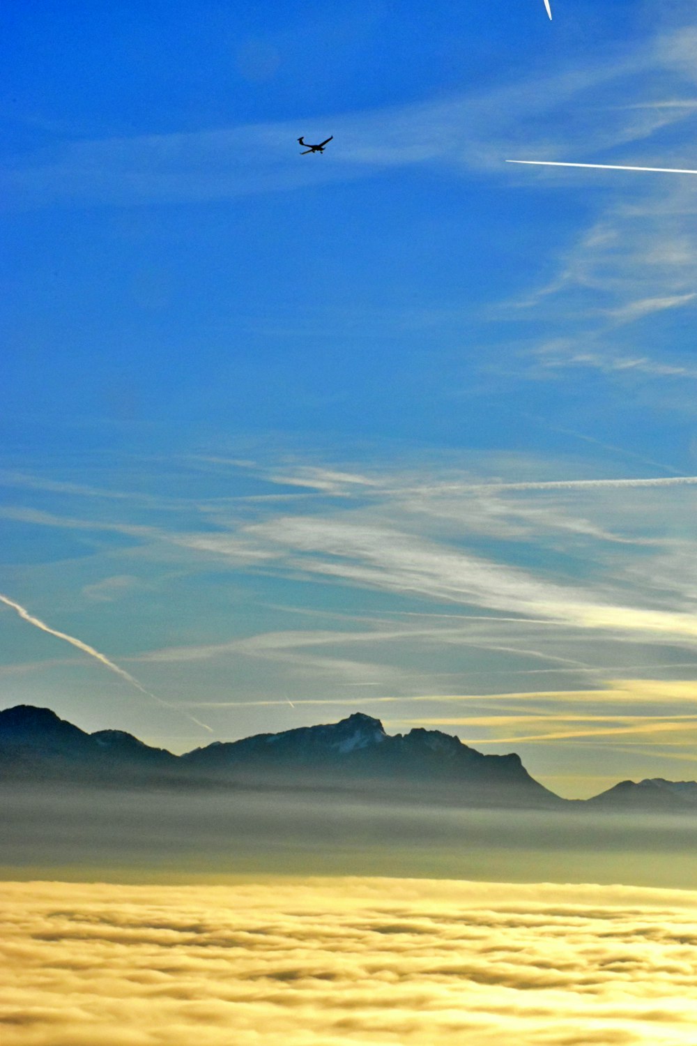 a plane flying in the sky