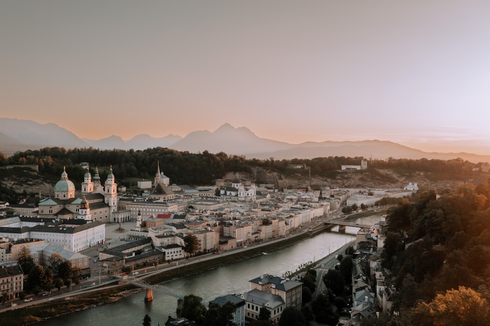 a city with a river running through it