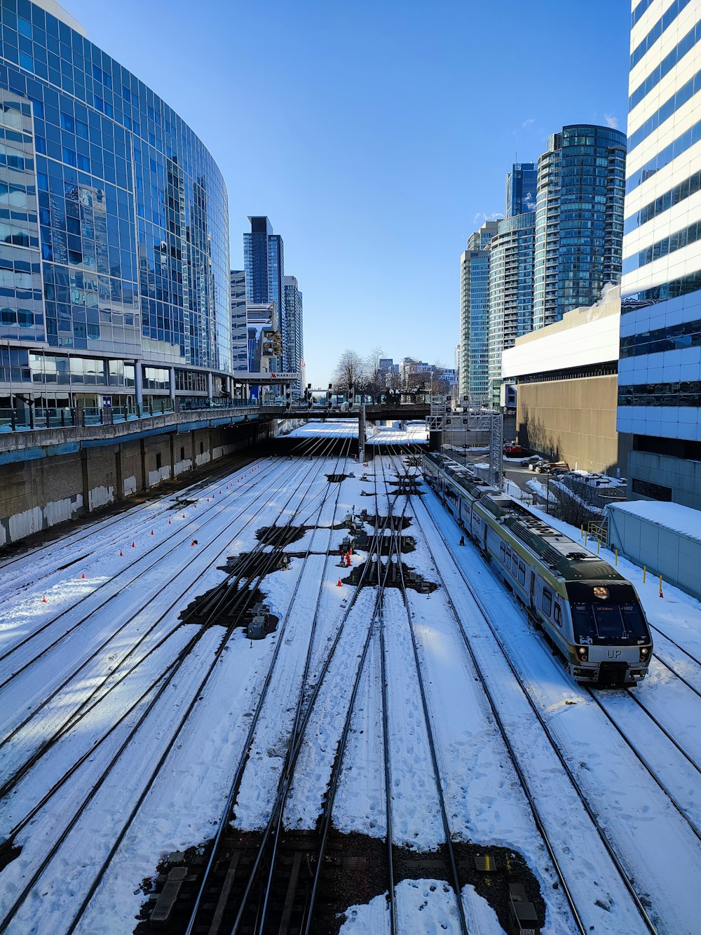 a train on the railway tracks