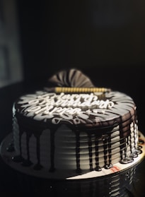 a white and black cake