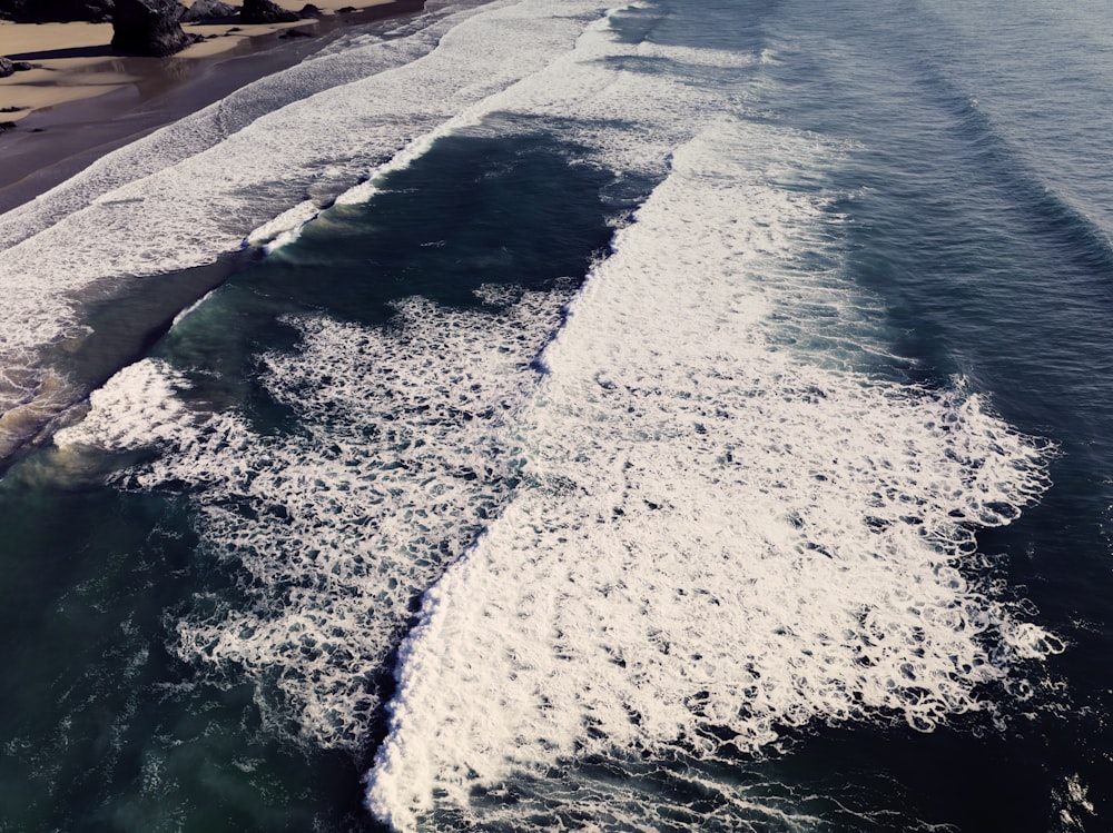 a beach with waves