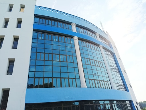 a building with glass windows