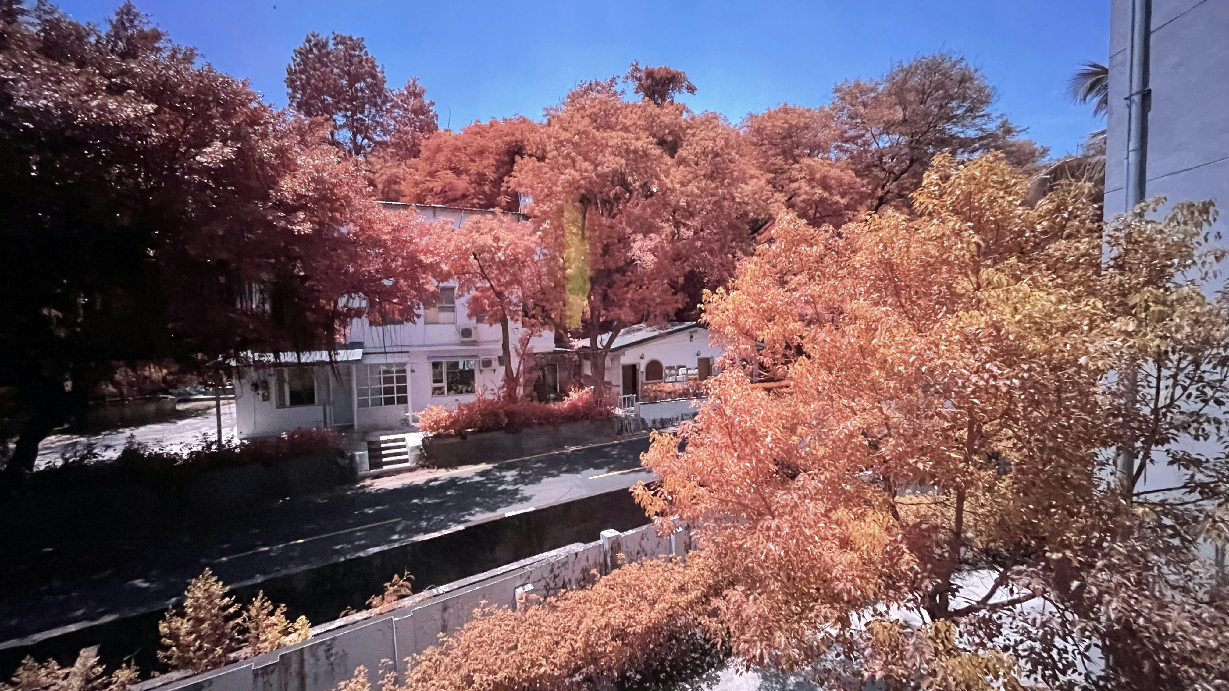 Ein Haus mit Bäumen drum herum