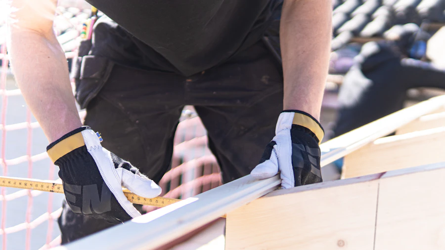 A tradesperson working on a construction site