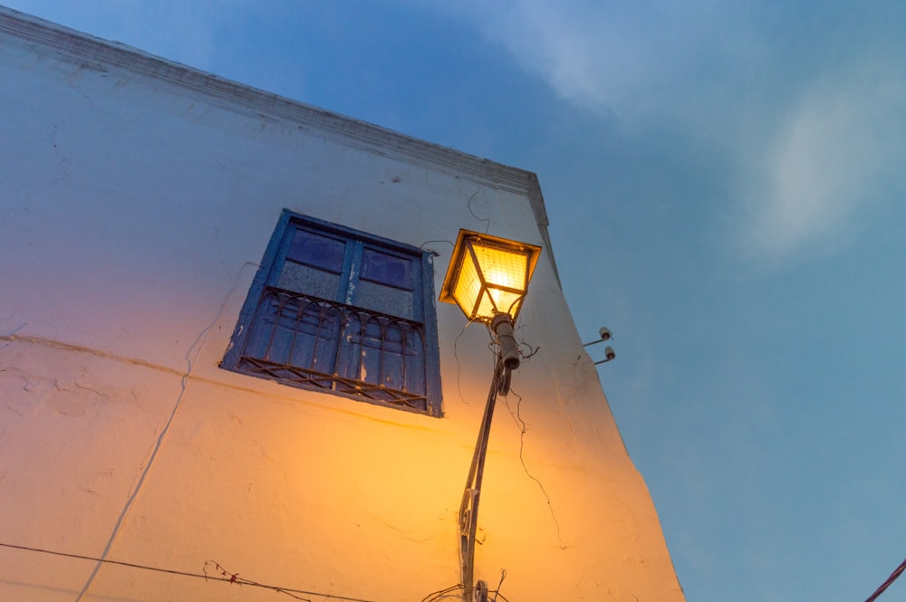 a lamp on a building