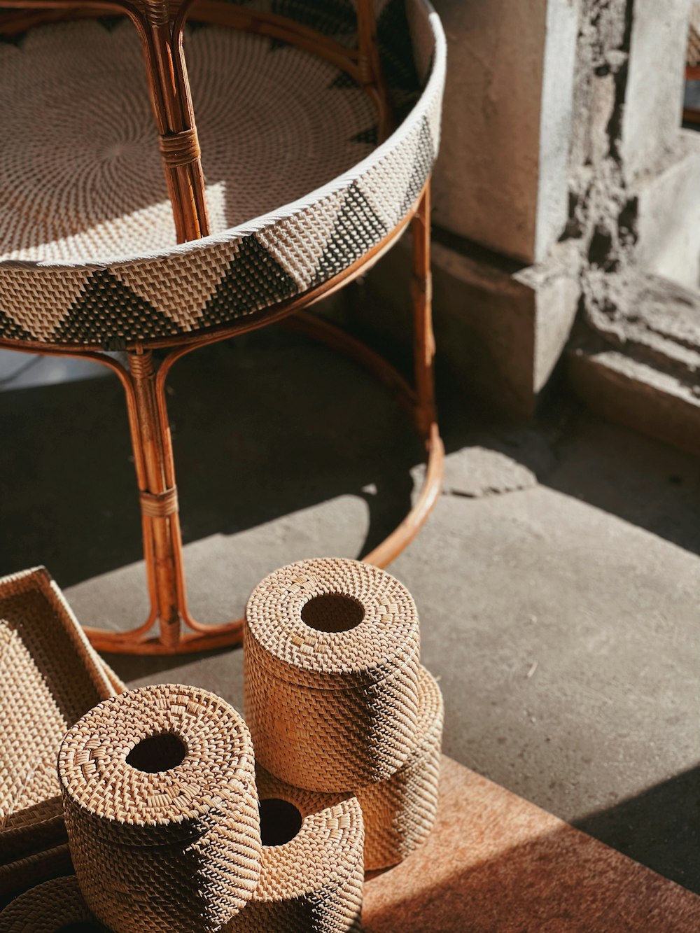 a chair with a basket on it