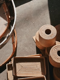 a group of woven baskets
