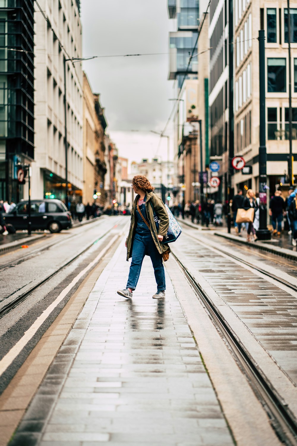 a person walking on a street