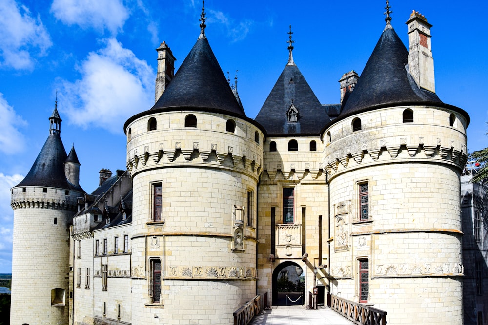 a large castle with blue sky