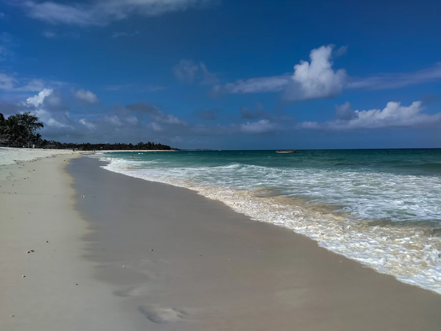 Clear turquoise water at Diani Beach on Kenya's coast