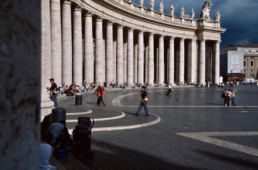 people walking near a building