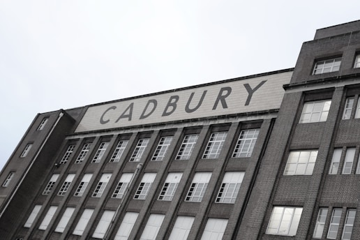 a large building with a sign on it