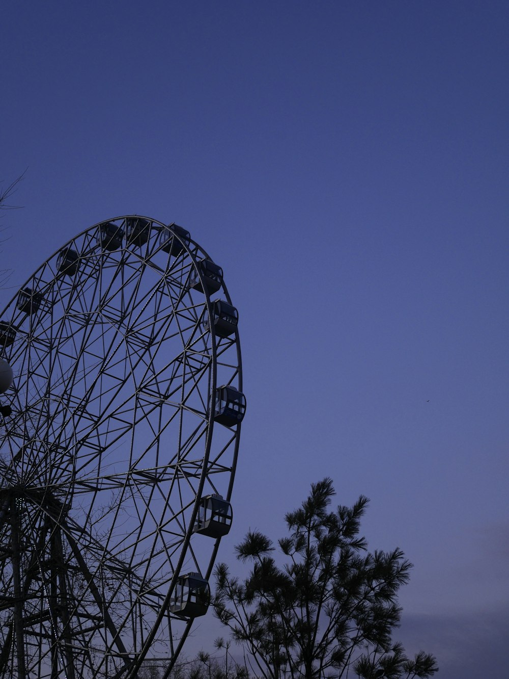 a ferris wheel with trees in the background