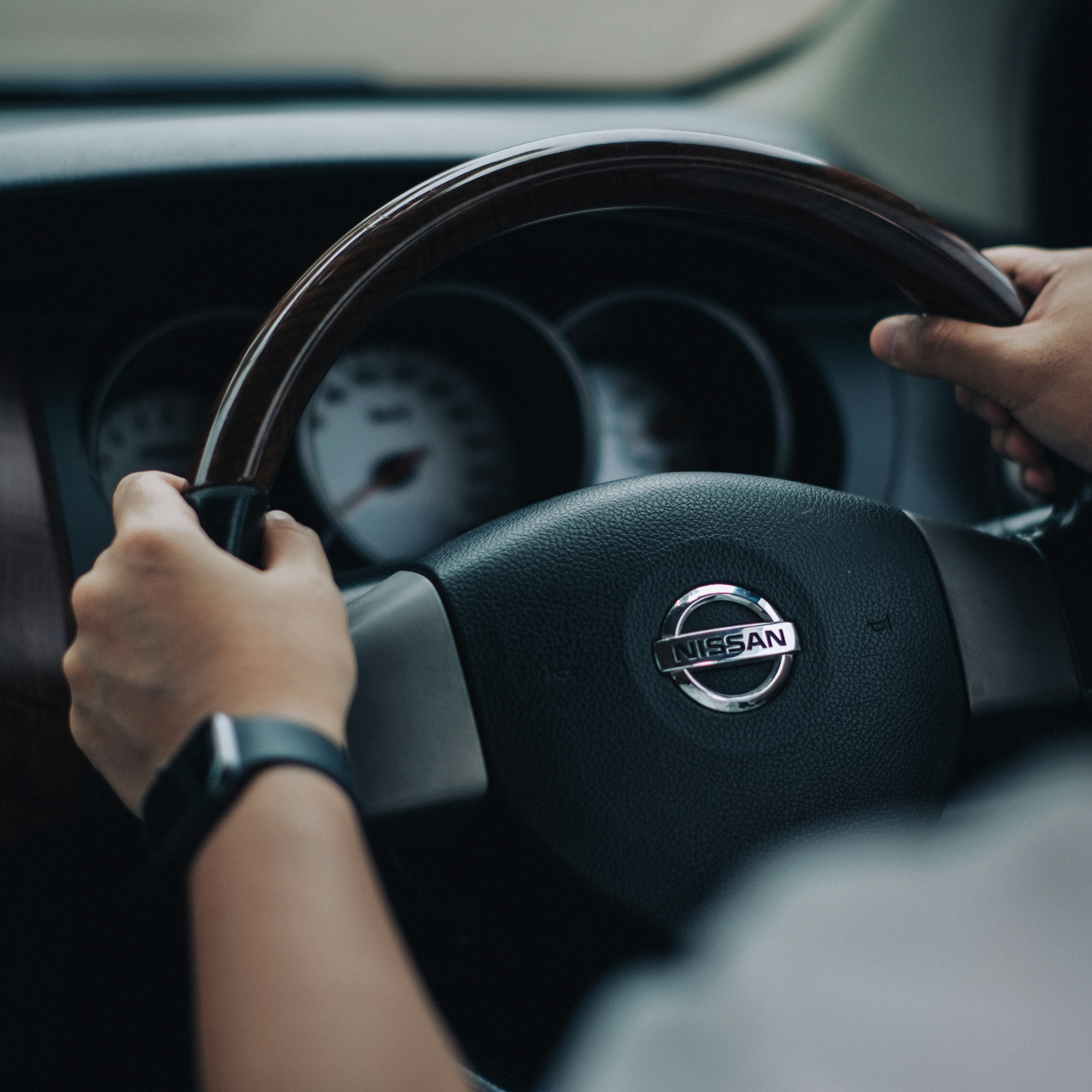 a person driving a car