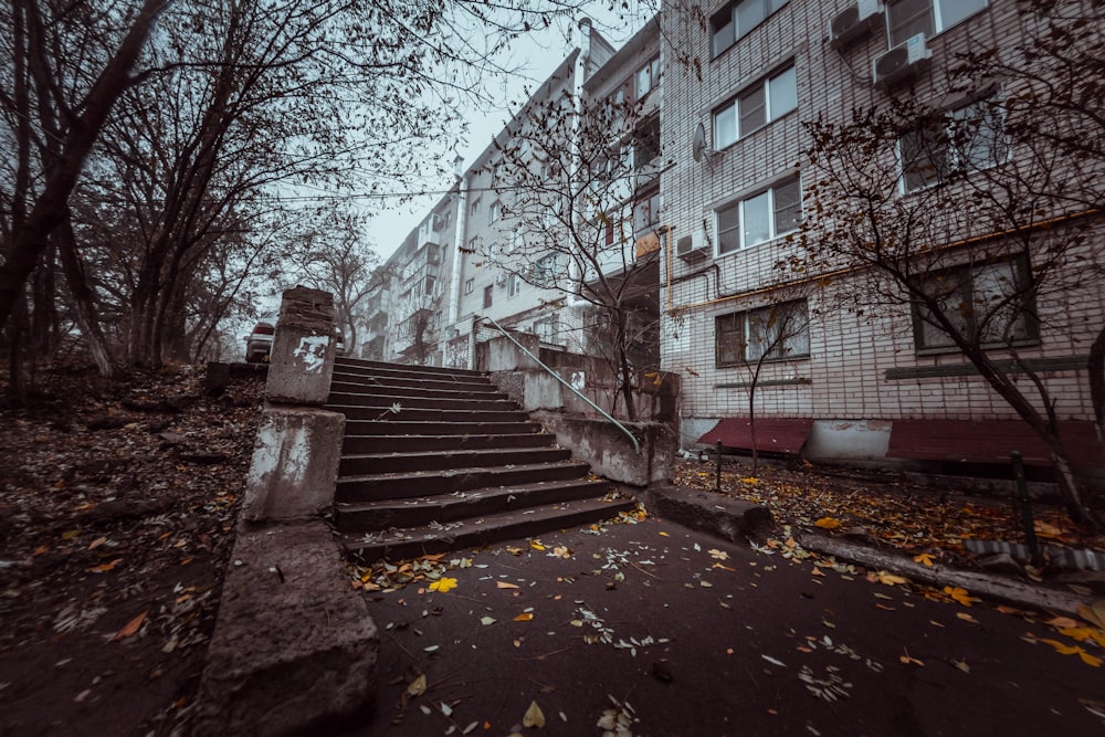 a staircase outside of a building