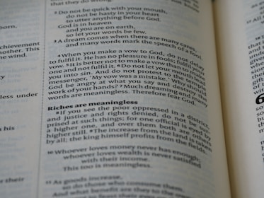 an open book with text