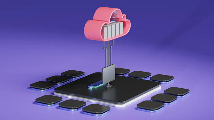 Abstract cloud network diagram representing cloud hosting solutions