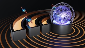 a group of objects with lights