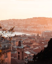 A scenic view of the historic center of João Pessoa at sunset.