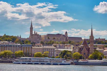 River cruise vessel moored on a European waterway