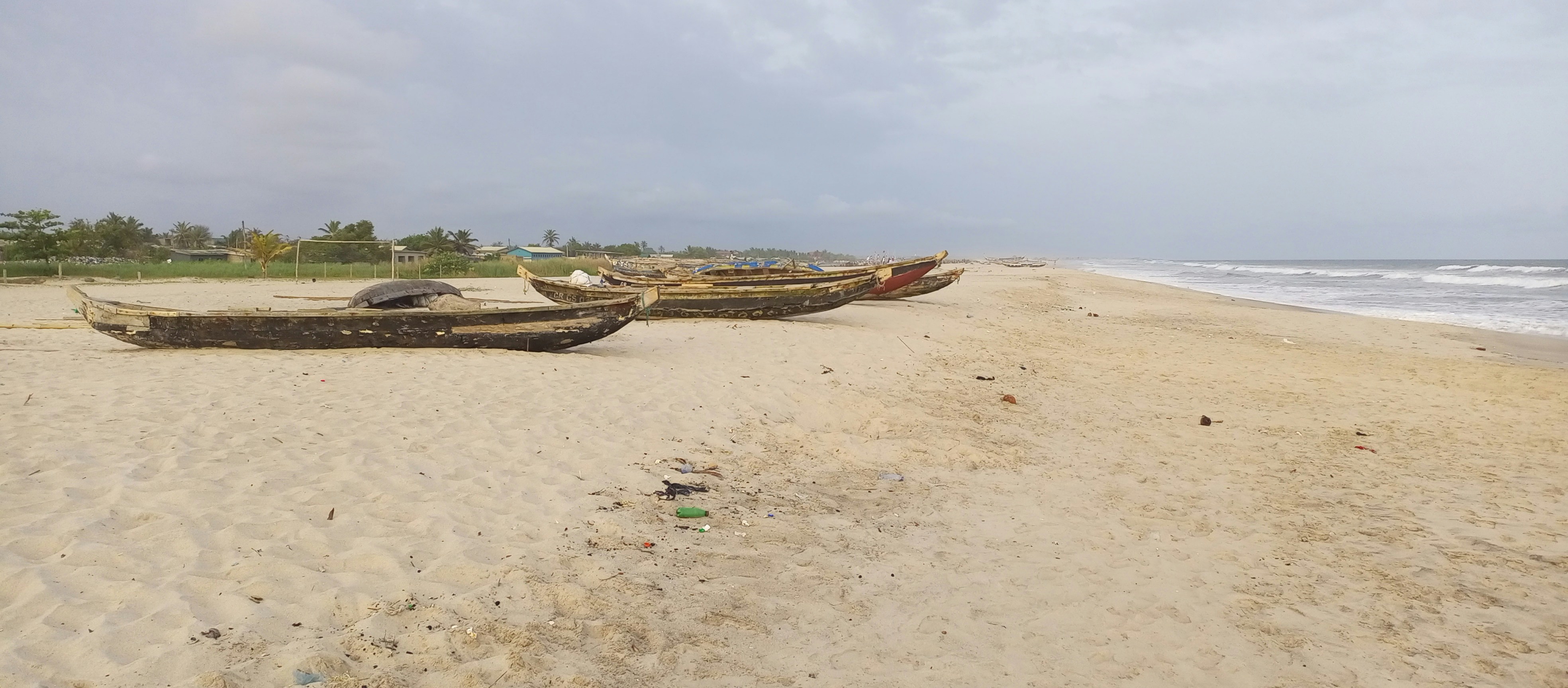 A group of Canoe at the the sea shore in Ghana, west Africa.