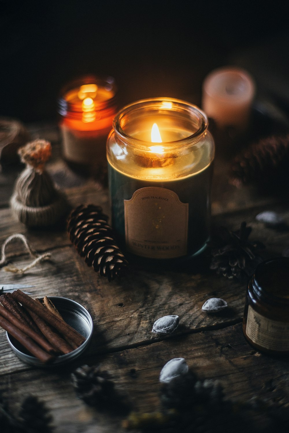 a group of candles on a table